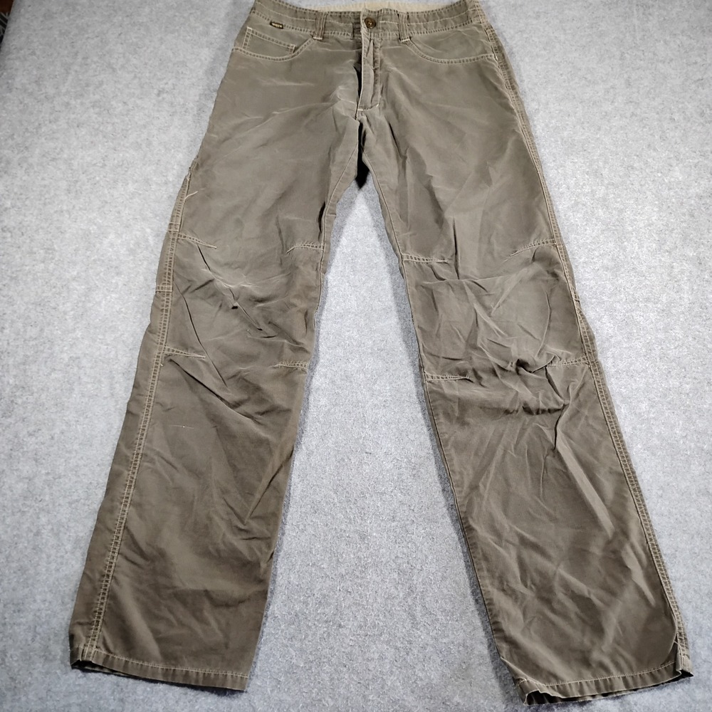 Kuhl Rydr Mens 32x33 Olive Green Kuhldry Cotton Nylon Hiking Pants Articulated